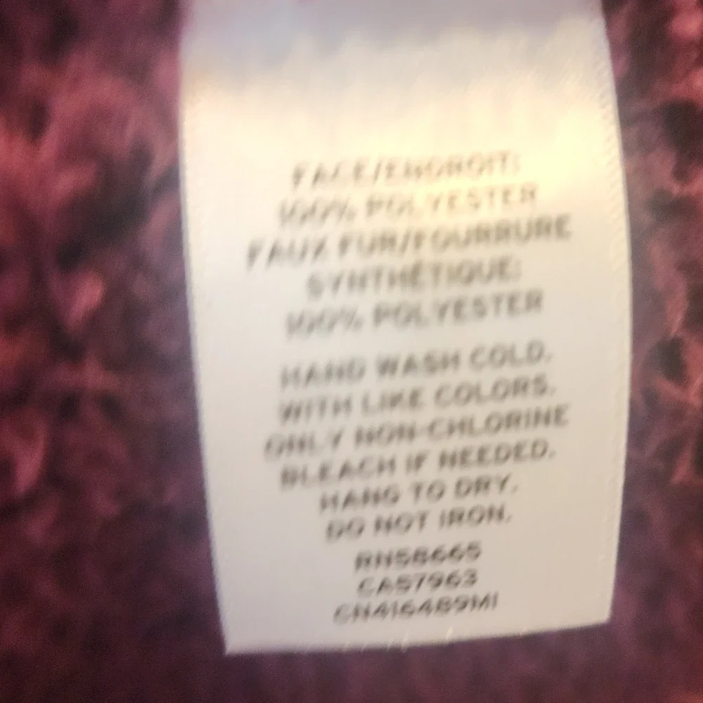 CAS LON Burgundy‎ Faux Suede Sherpa Lined Shawl Collar Vest Women's Size S